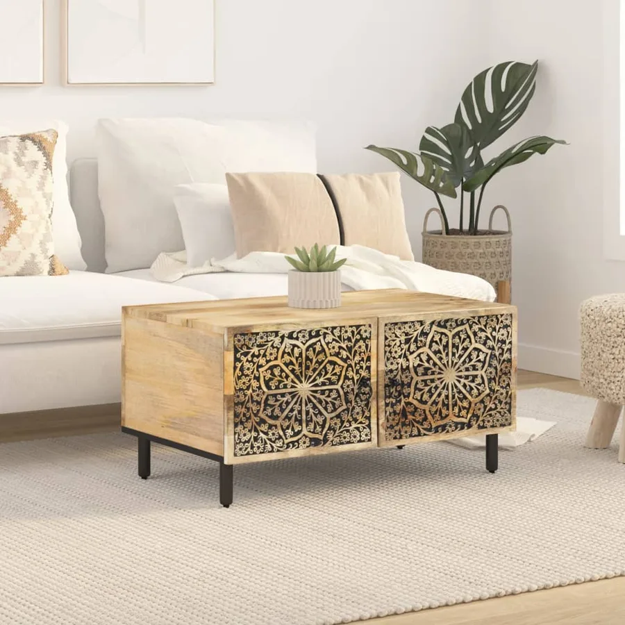 Table basse 80x50x40 cm bois de manguier massif - 3