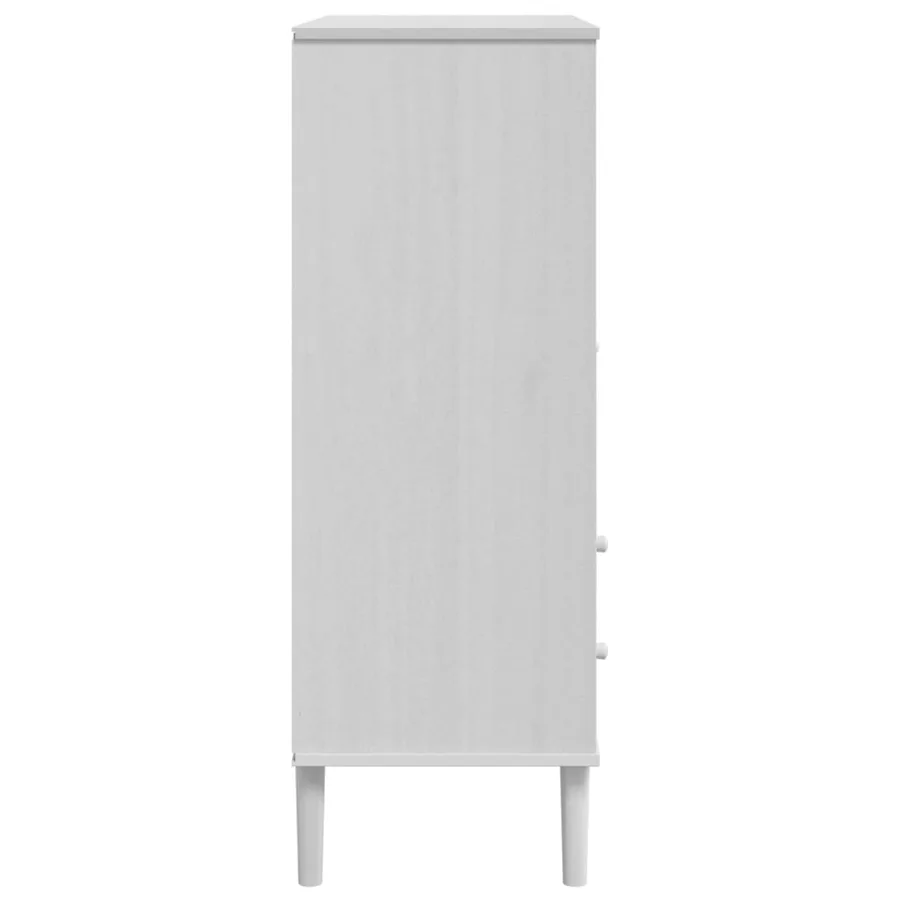 Buffet SENJA aspect rotin blanc 90x40x112cm bois massif de pin - 7