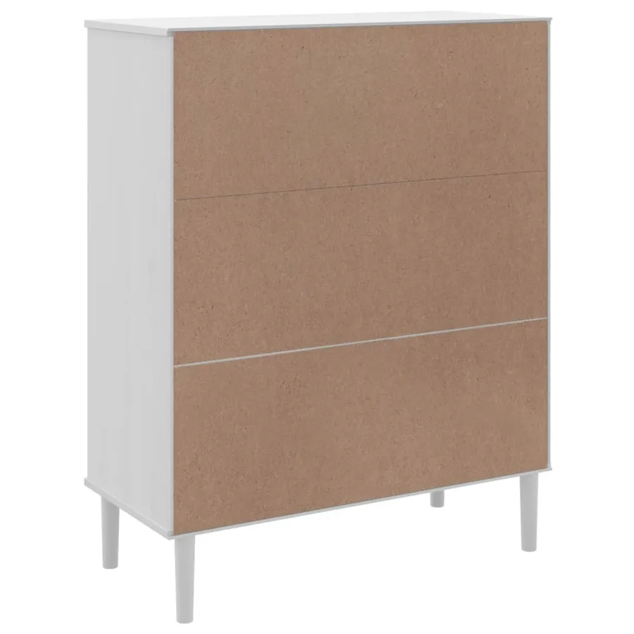 Buffet SENJA aspect rotin blanc 90x40x112cm bois massif de pin - 8