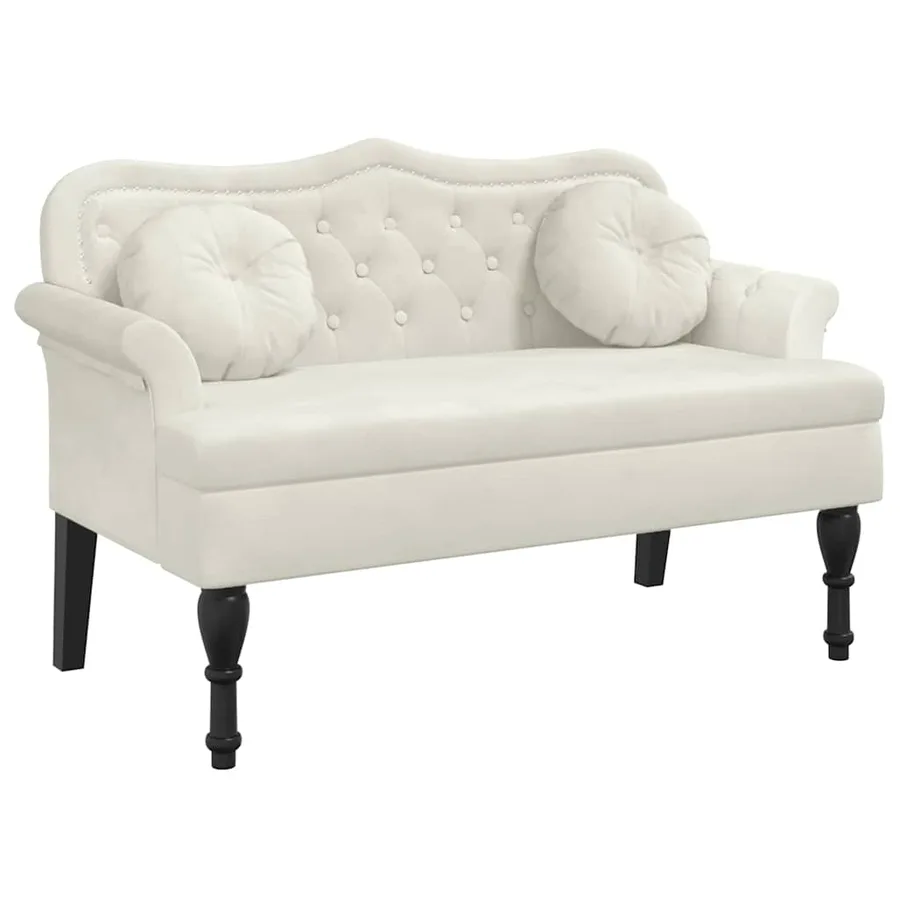 Banc avec coussins crème 120,5x65x75 cm velours - 2
