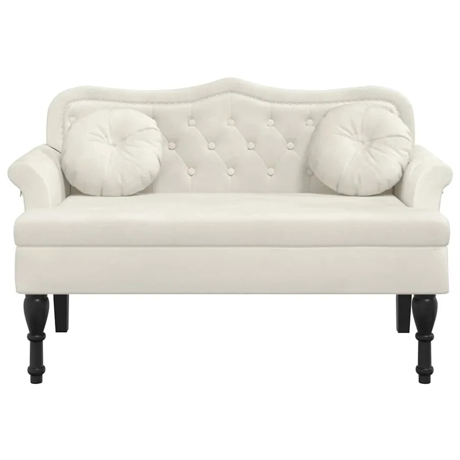 Banc avec coussins crème 120,5x65x75 cm velours - 3