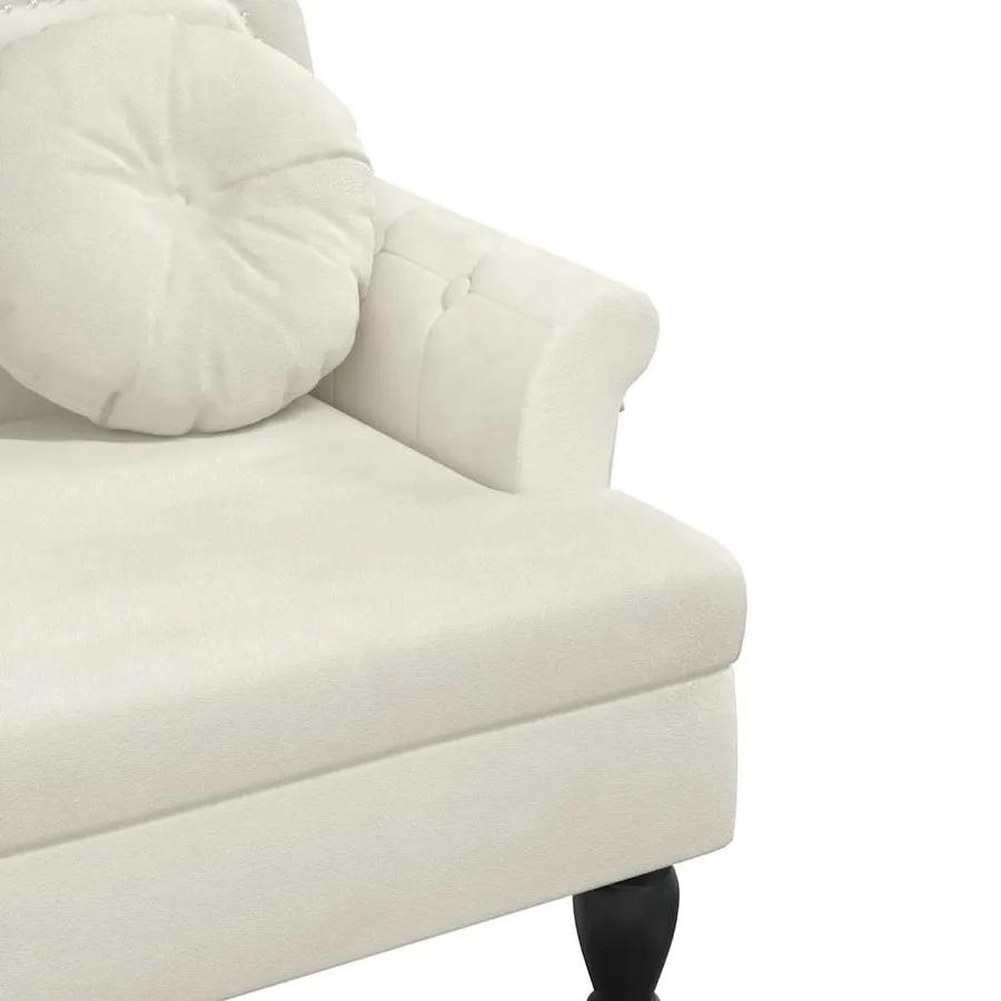 Banc avec coussins crème 120,5x65x75 cm velours - 6
