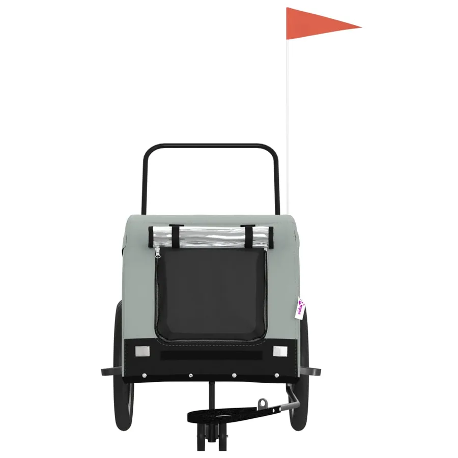 Remorque de vélo pour animaux de compagnie gris et noir - 3