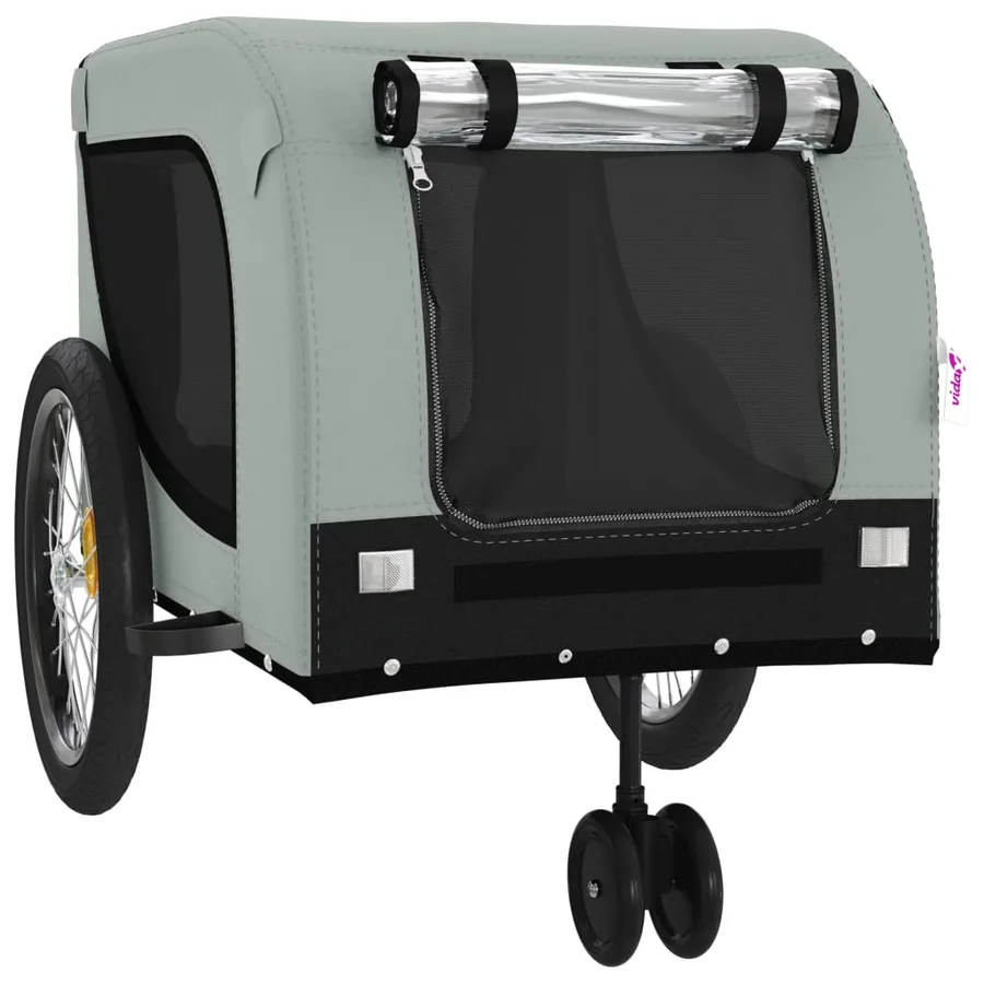 Remorque de vélo pour animaux de compagnie gris et noir - 4