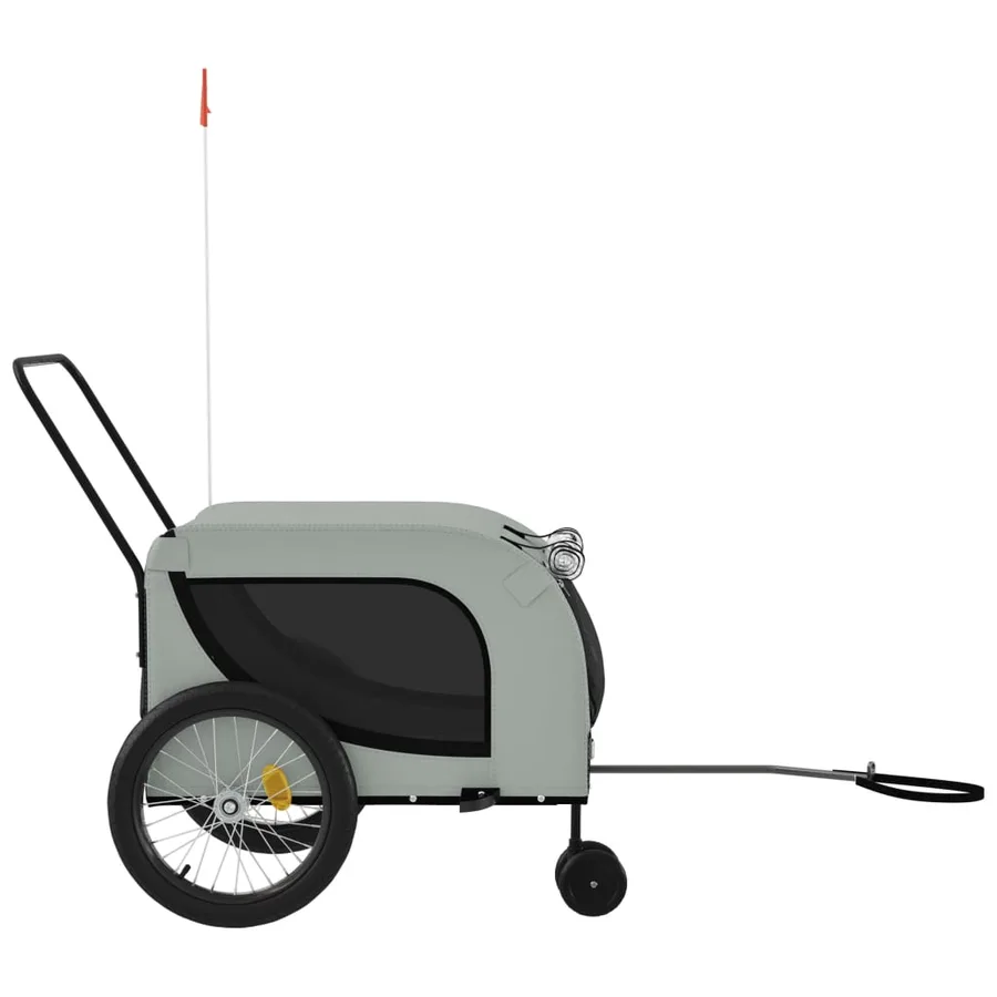Remorque de vélo pour animaux de compagnie gris et noir - 5