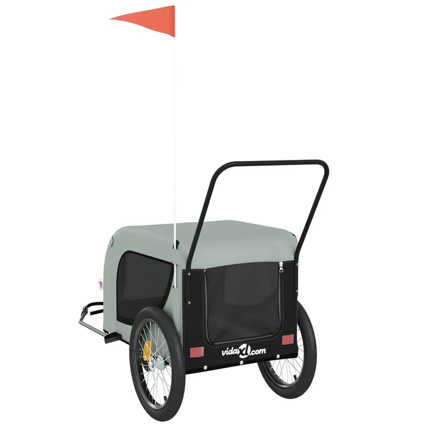 Remorque de vélo pour animaux de compagnie gris et noir - 7