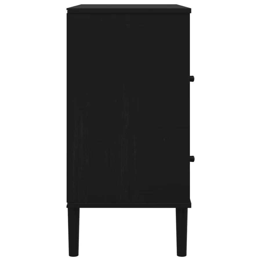 Buffet SENJA aspect rotin noir 80x40x80 cm bois massif de pin - 7