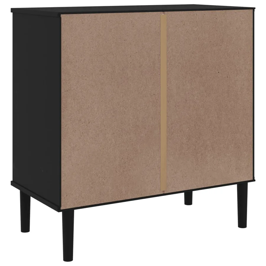 Buffet SENJA aspect rotin noir 80x40x80 cm bois massif de pin - 8