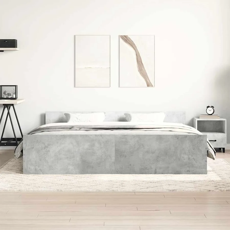 Cadre de lit sans matelas gris béton 160x200 cm - 3