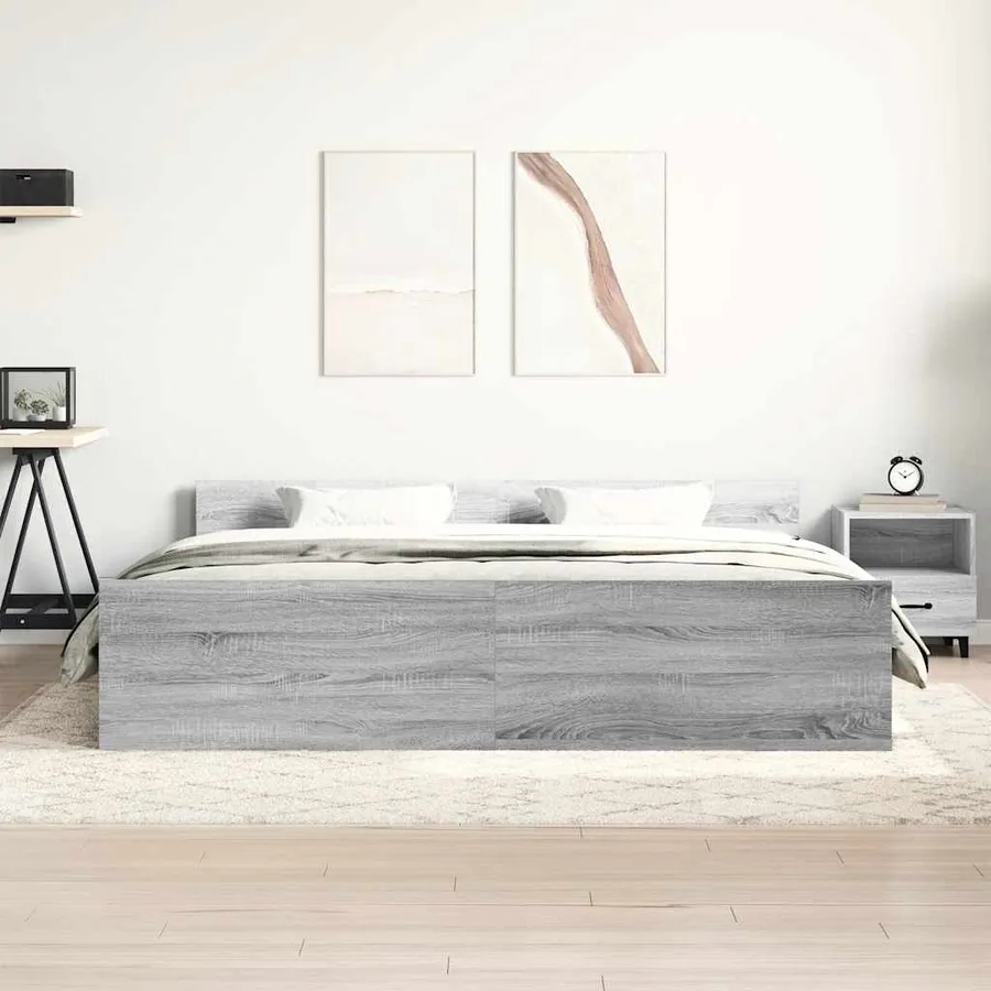Cadre de lit sans matelas sonoma gris 160x200 cm - 3