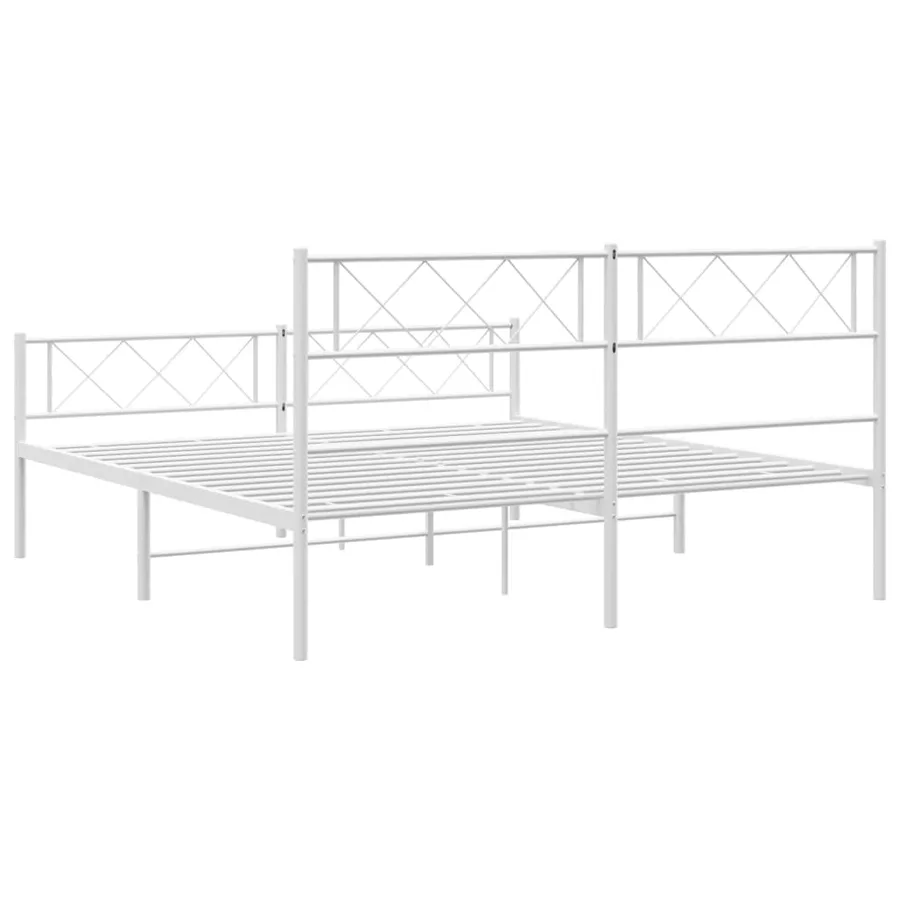 Cadre de lit métal sans matelas et pied de lit blanc 140x190 cm - 7