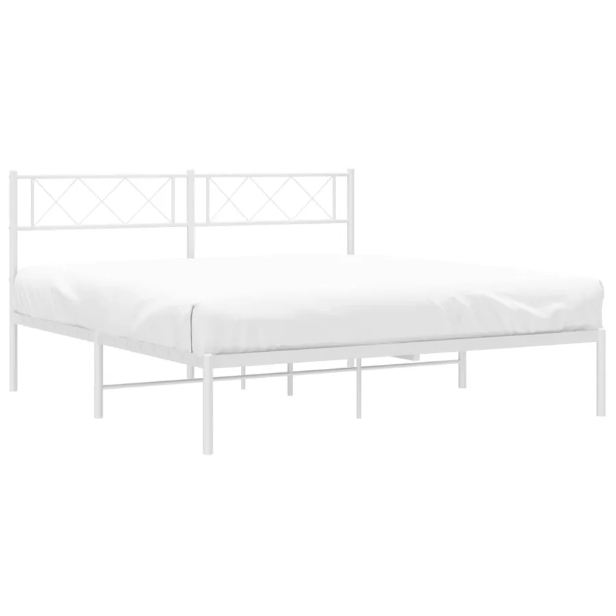 Cadre de lit métal sans matelas et tête de lit blanc 140x200 cm - 3