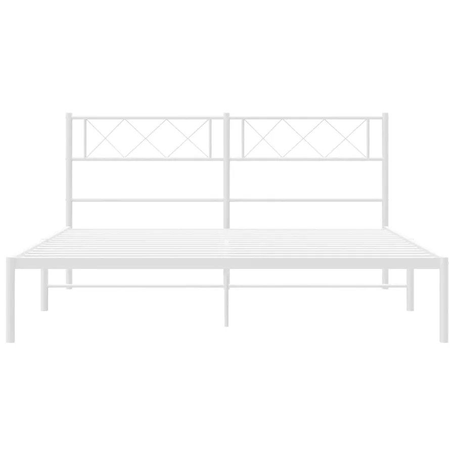 Cadre de lit métal sans matelas et tête de lit blanc 140x200 cm - 5