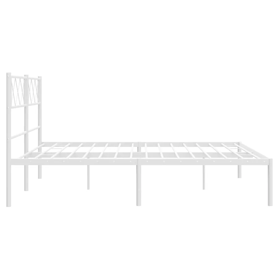 Cadre de lit métal sans matelas et tête de lit blanc 140x200 cm - 6