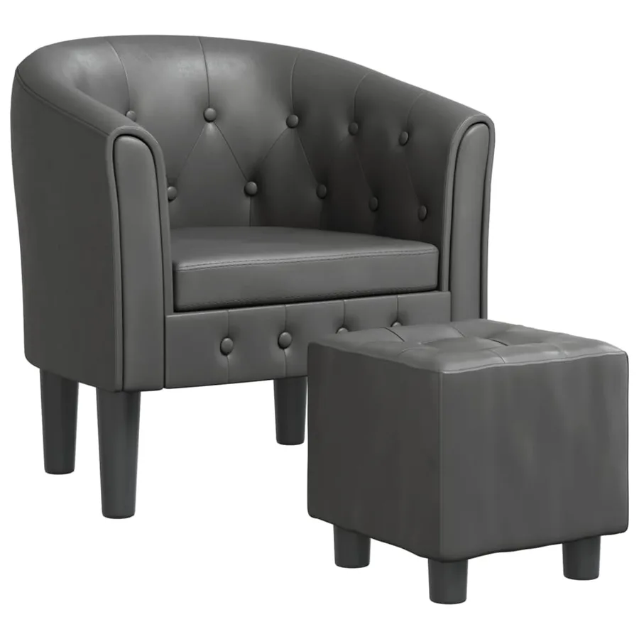 Chaise cabriolet avec repose-pied gris similicuir - 2