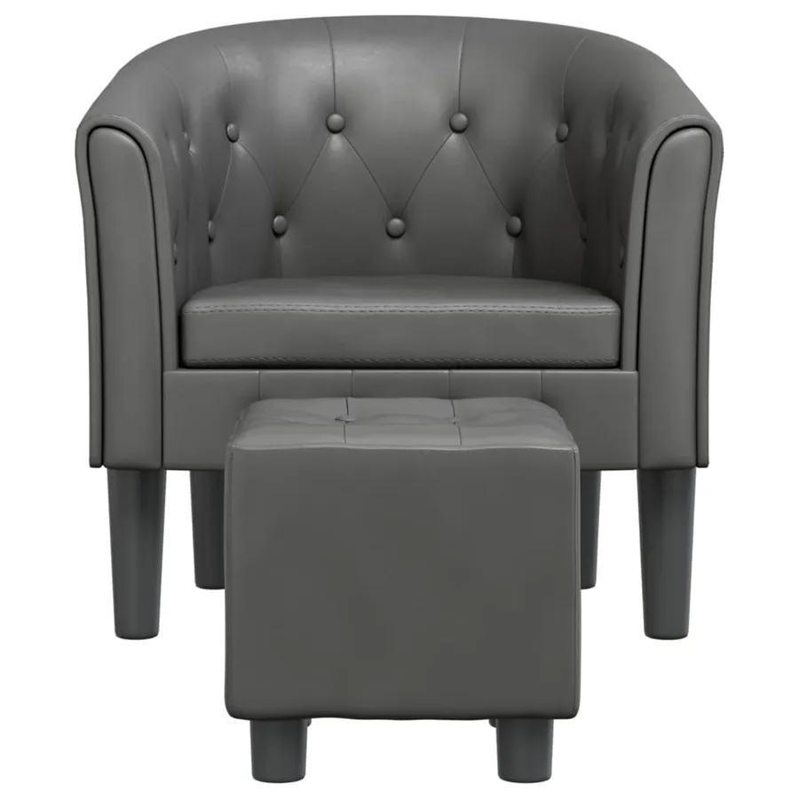 Chaise cabriolet avec repose-pied gris similicuir - 3