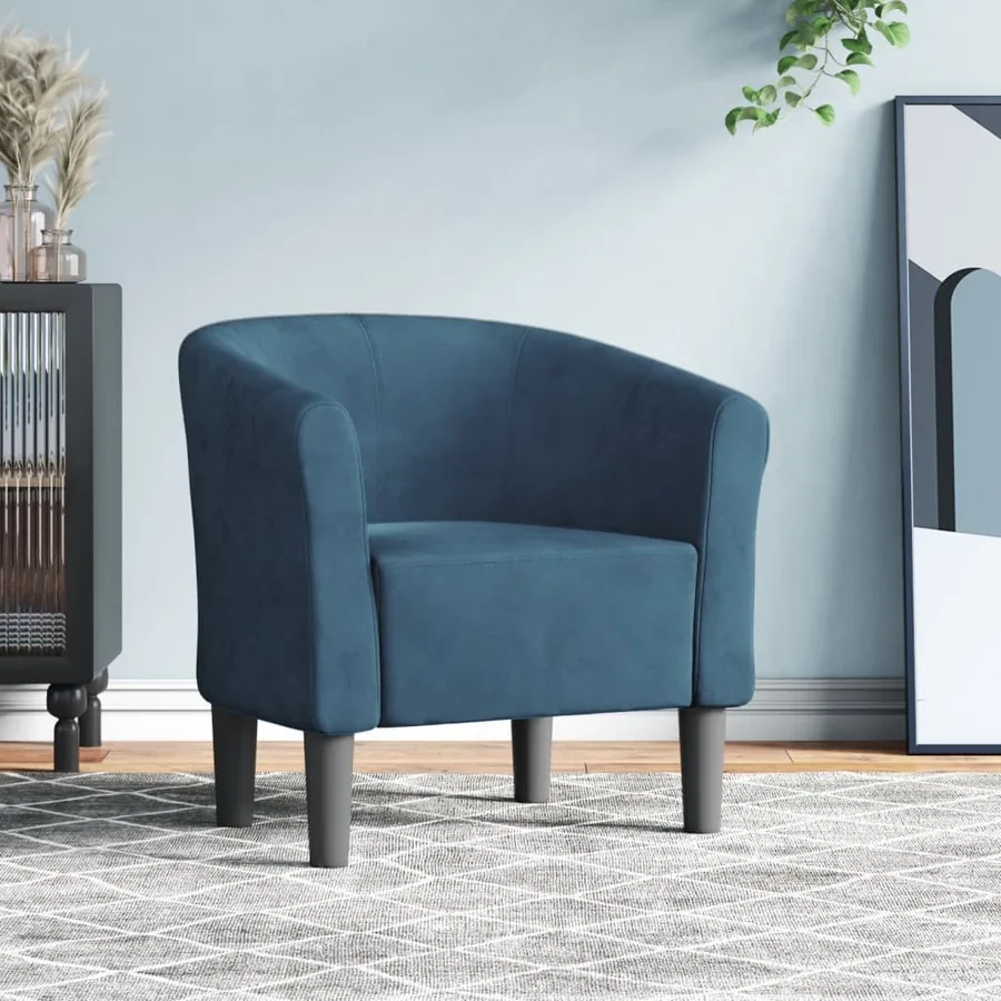 Chaise cabriolet bleu foncé velours