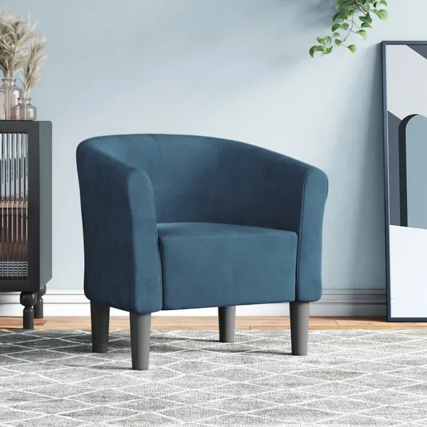 Chaise cabriolet bleu foncé velours