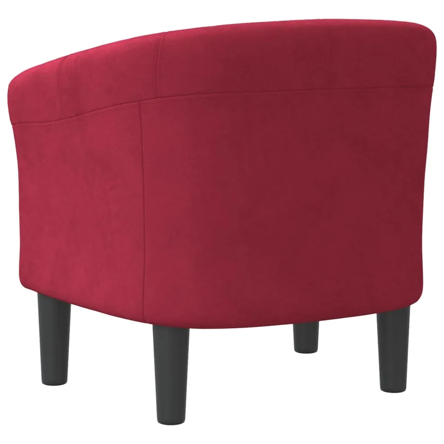 Chaise cabriolet rouge bordeaux velours - 5