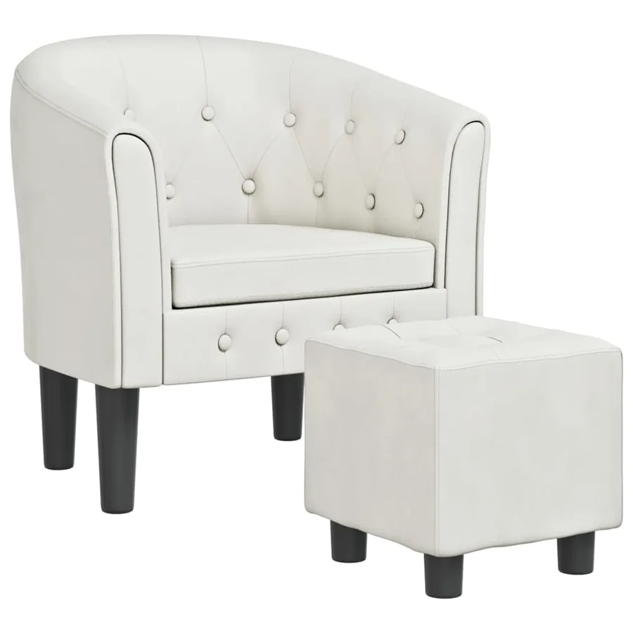 Chaise cabriolet avec repose-pied blanc similicuir - 2