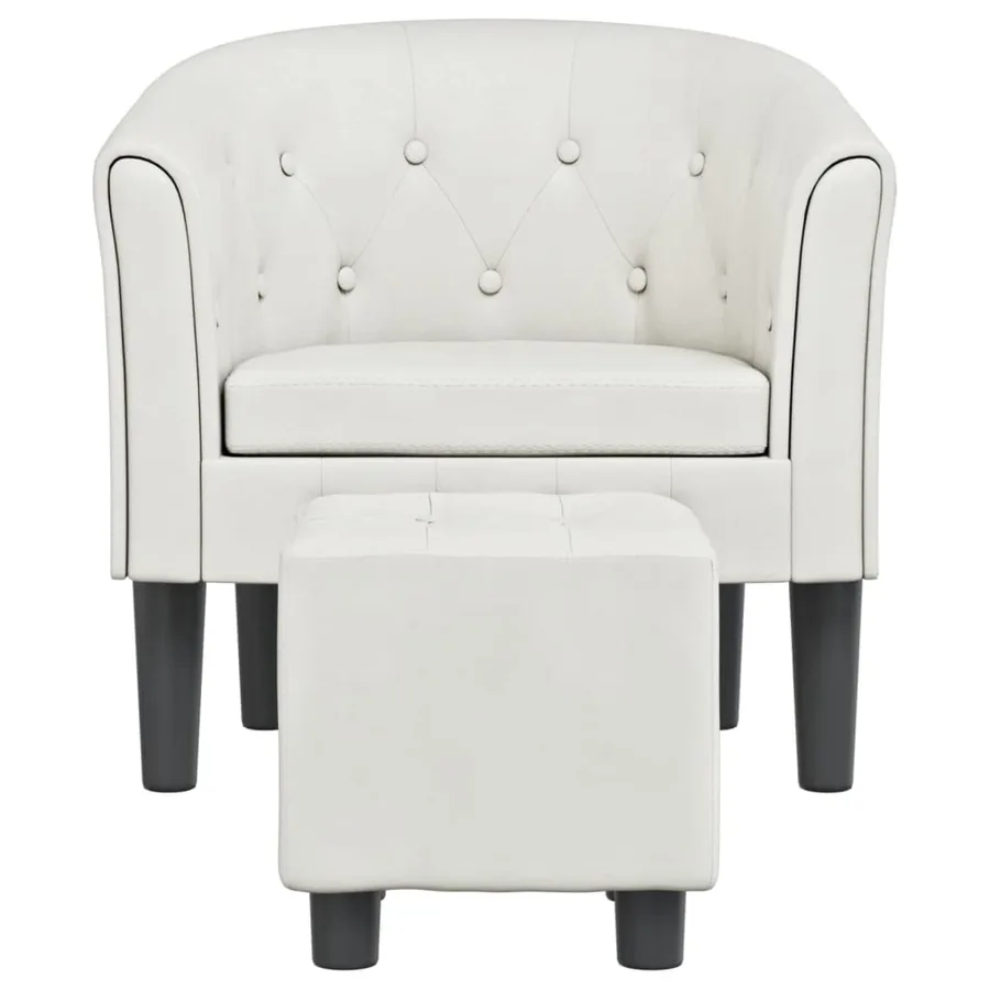 Chaise cabriolet avec repose-pied blanc similicuir - 3