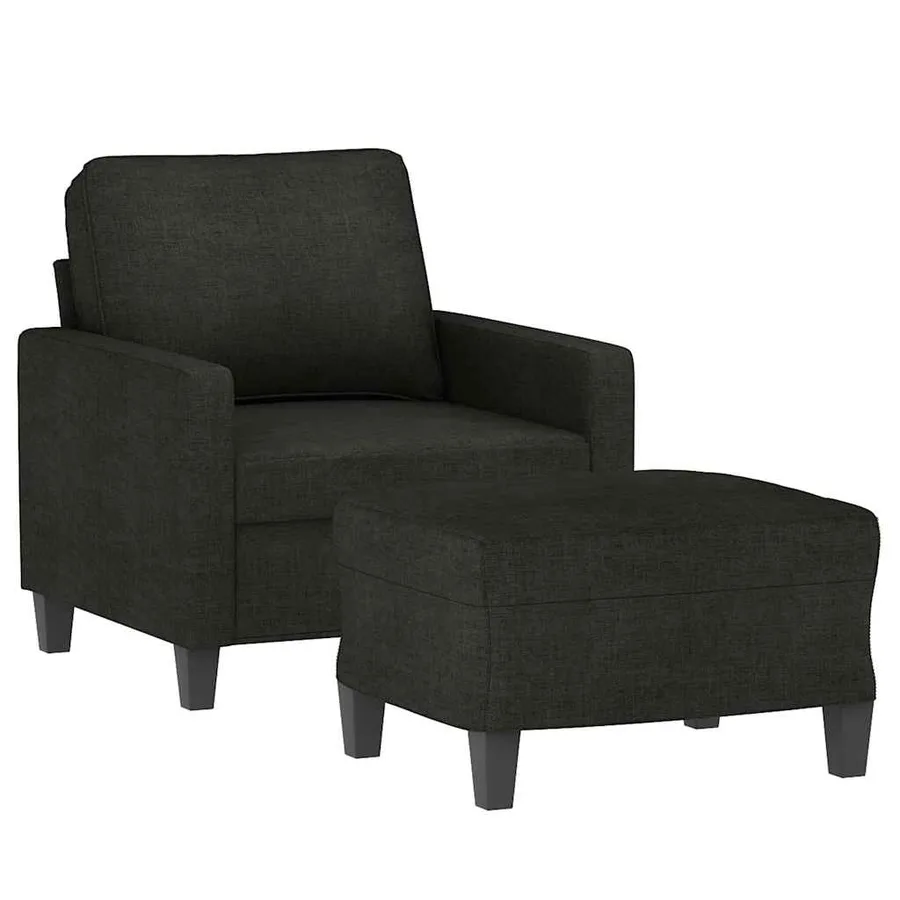 Fauteuil avec repose-pied Noir 60 cm Tissu - 3