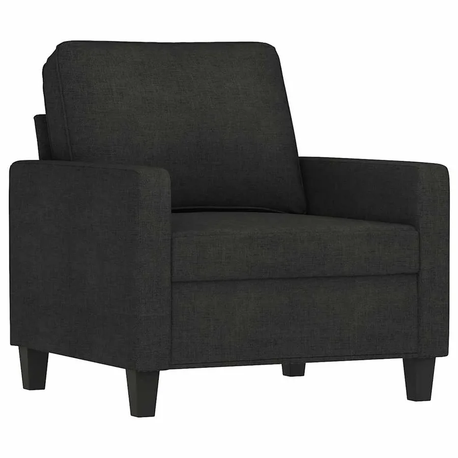 Fauteuil avec repose-pied Noir 60 cm Tissu - 4