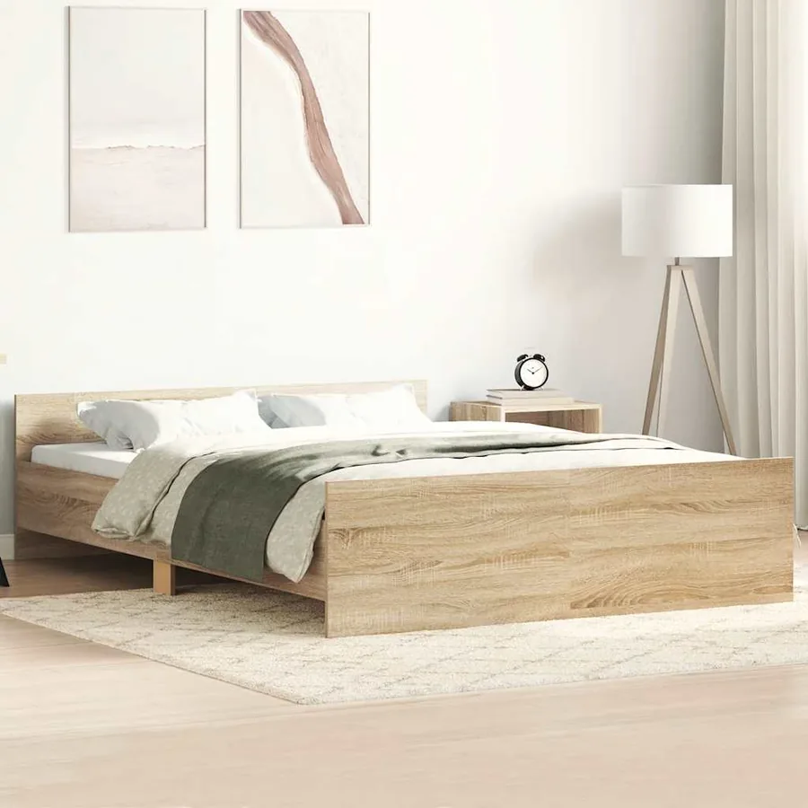 Cadre de lit sans matelas chêne sonoma 135x190 cm