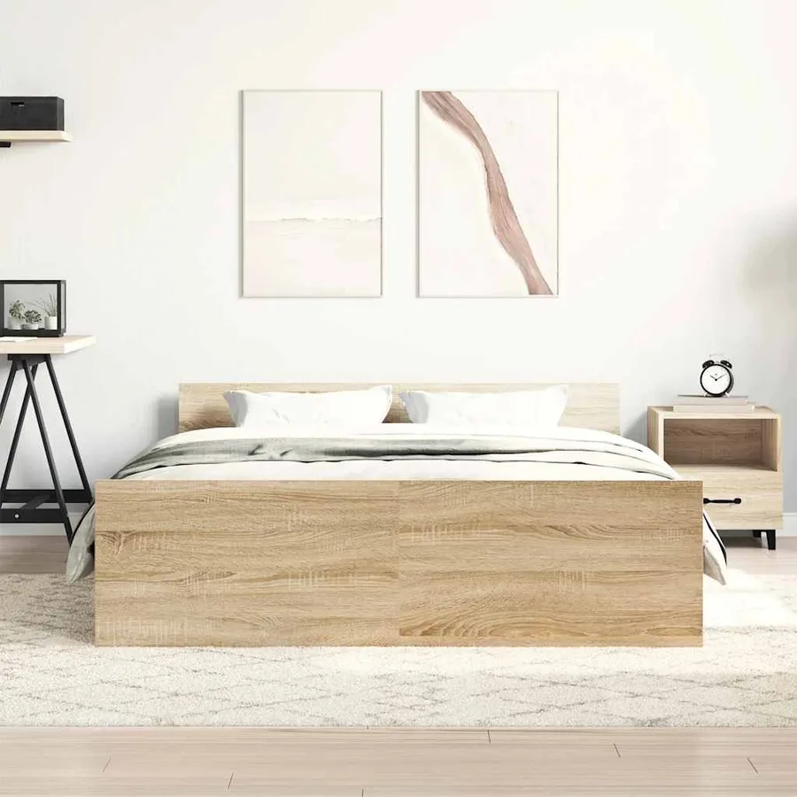 Cadre de lit sans matelas chêne sonoma 135x190 cm - 3