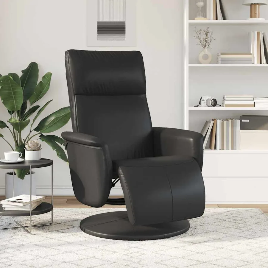 Fauteuil inclinable avec repose-pieds noir similicuir - 3