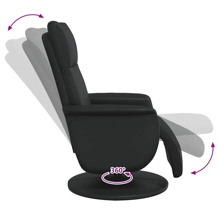 Fauteuil inclinable avec repose-pieds noir similicuir - 7