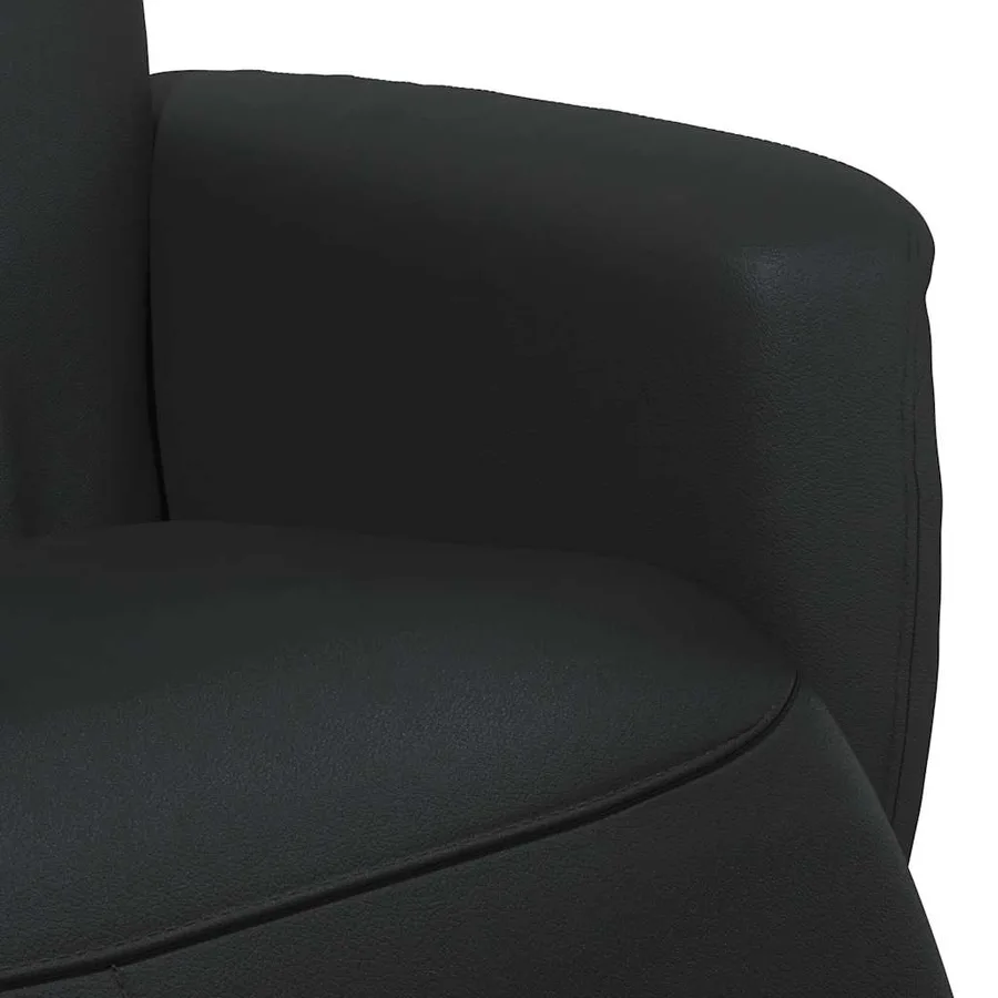 Fauteuil inclinable avec repose-pieds noir similicuir - 8