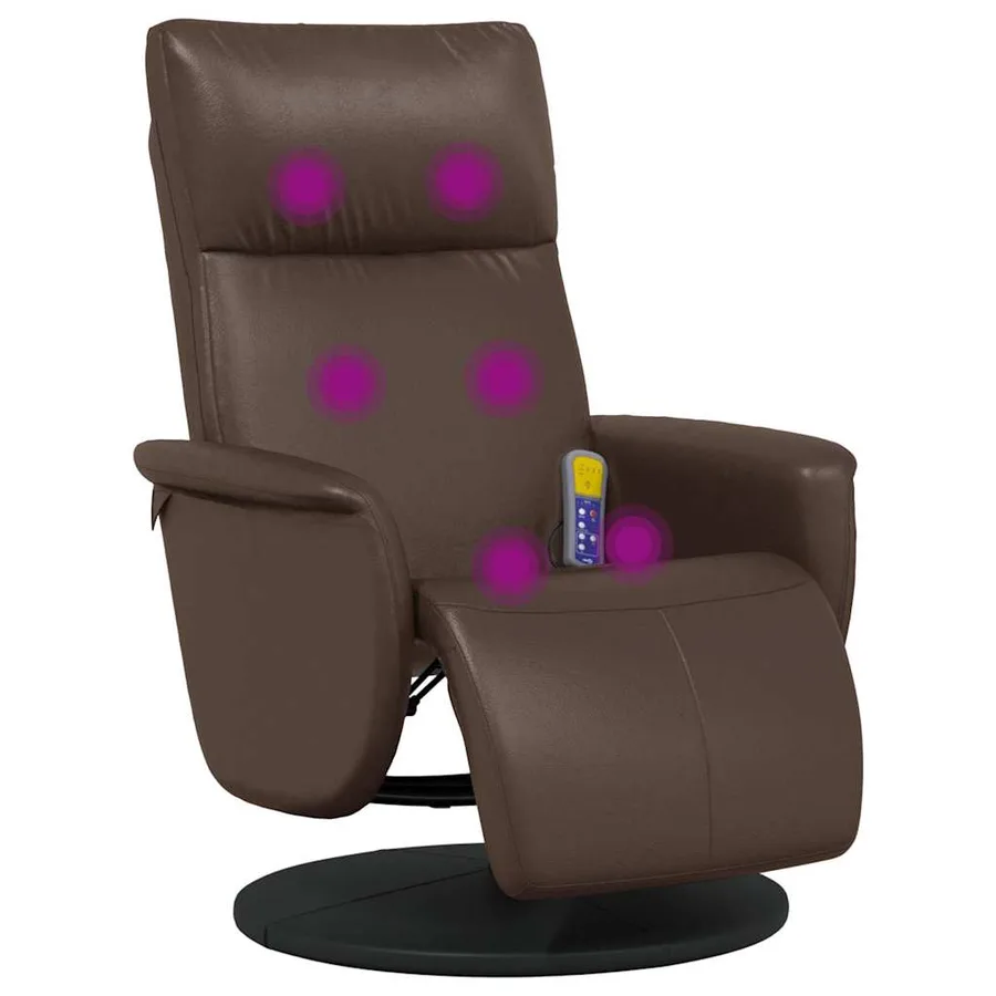 Fauteuil inclinable de massage repose-pieds marron similicuir - 2