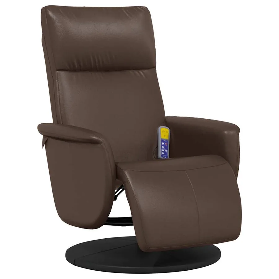 Fauteuil inclinable de massage repose-pieds marron similicuir - 3