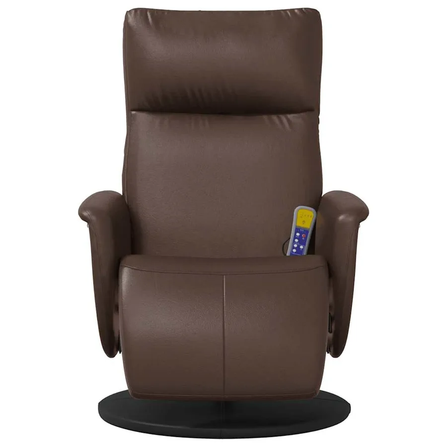 Fauteuil inclinable de massage repose-pieds marron similicuir - 4