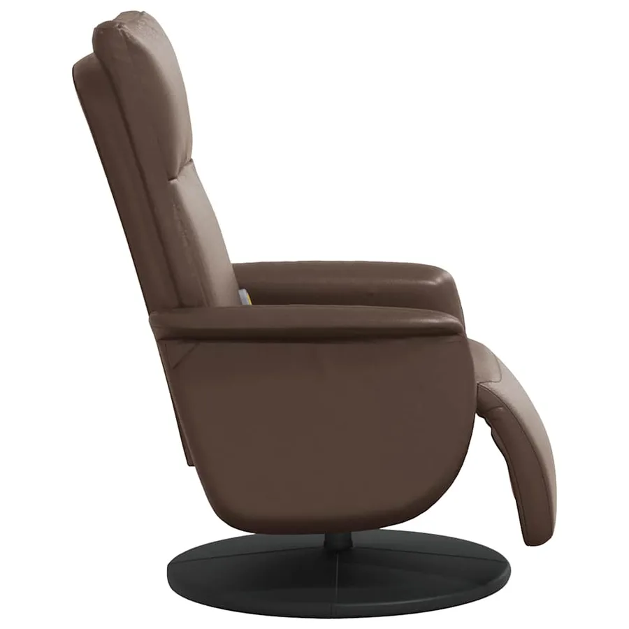Fauteuil inclinable de massage repose-pieds marron similicuir - 5
