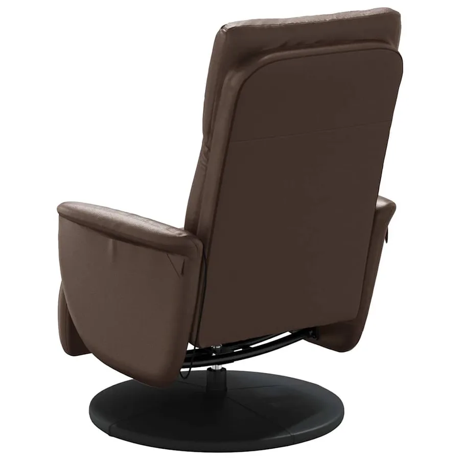 Fauteuil inclinable de massage repose-pieds marron similicuir - 6