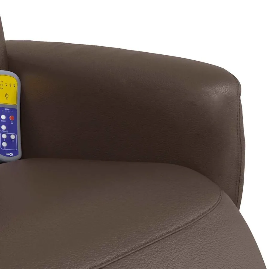 Fauteuil inclinable de massage repose-pieds marron similicuir - 8