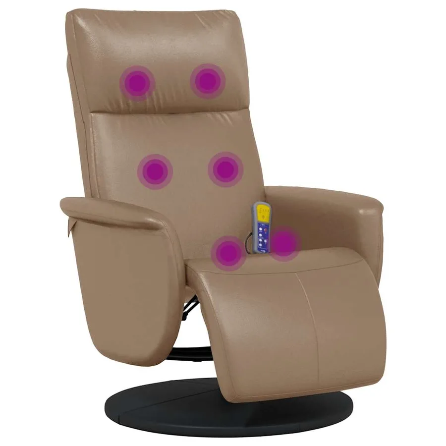 Fauteuil inclinable de massage repose-pieds cappuccino - 2