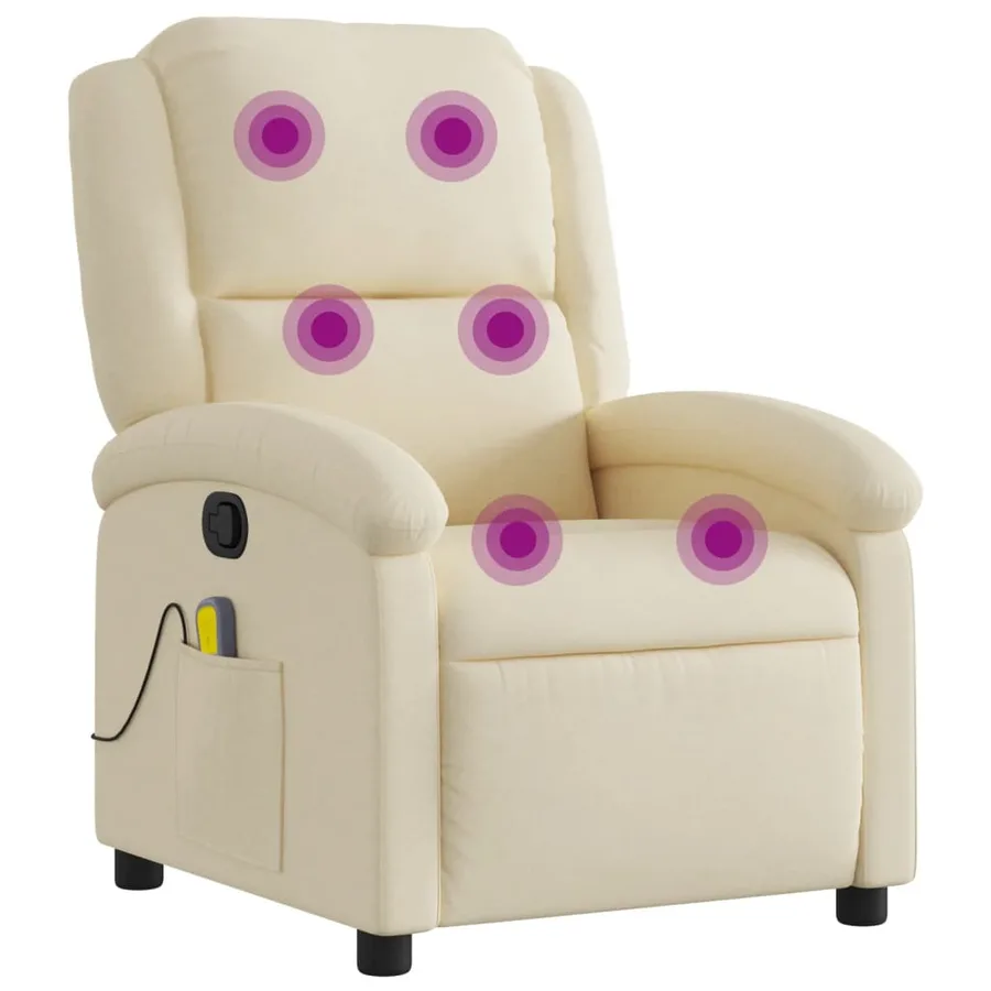 Fauteuil de massage inclinable Crème Tissu - 2