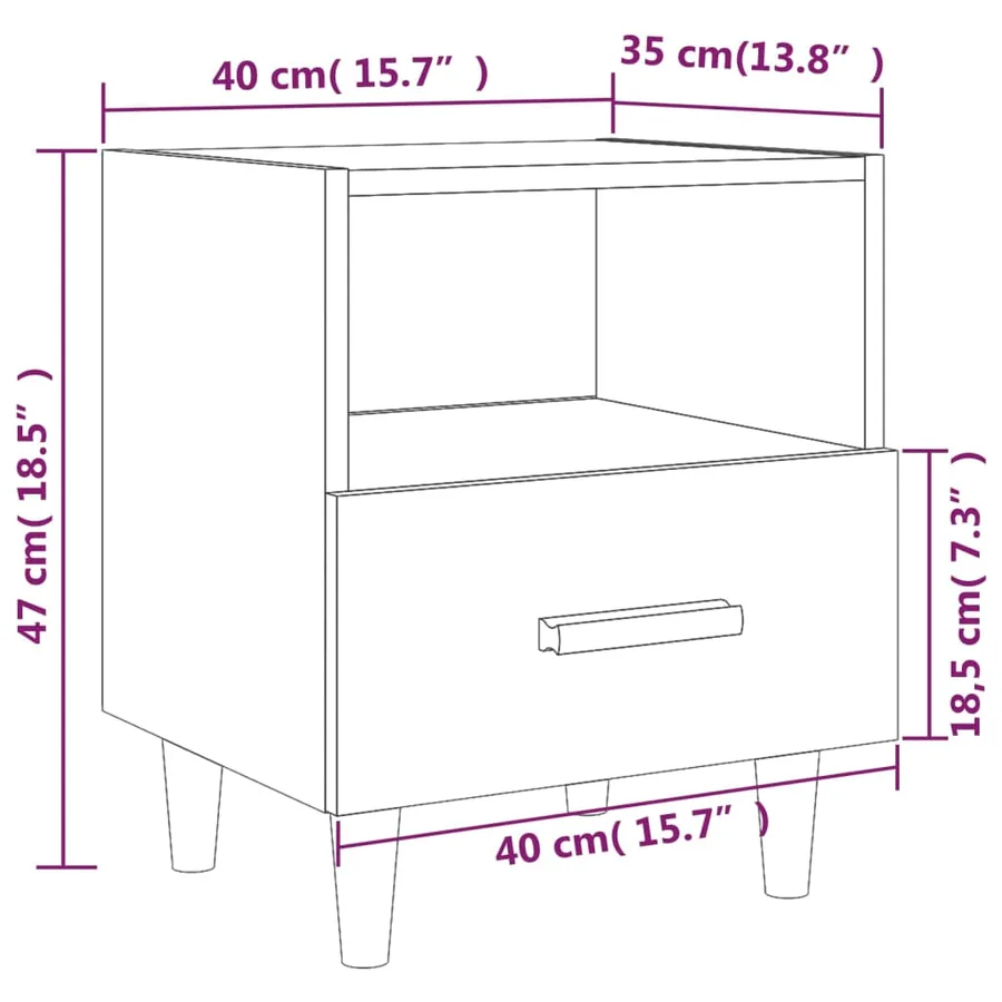 Table de chevet Blanc 40x35x47 cm - 7