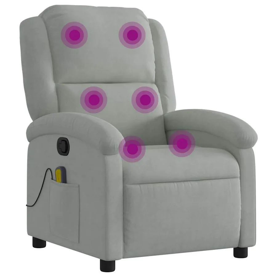 Fauteuil de massage inclinable gris clair velours - 2