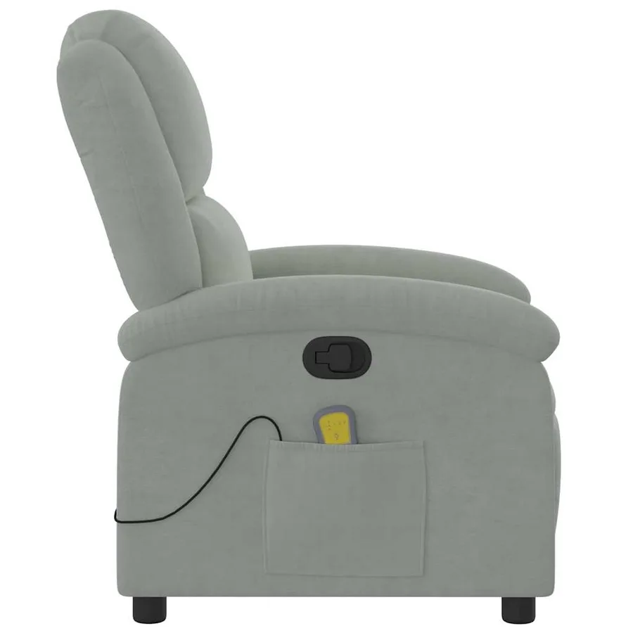 Fauteuil de massage inclinable gris clair velours - 6