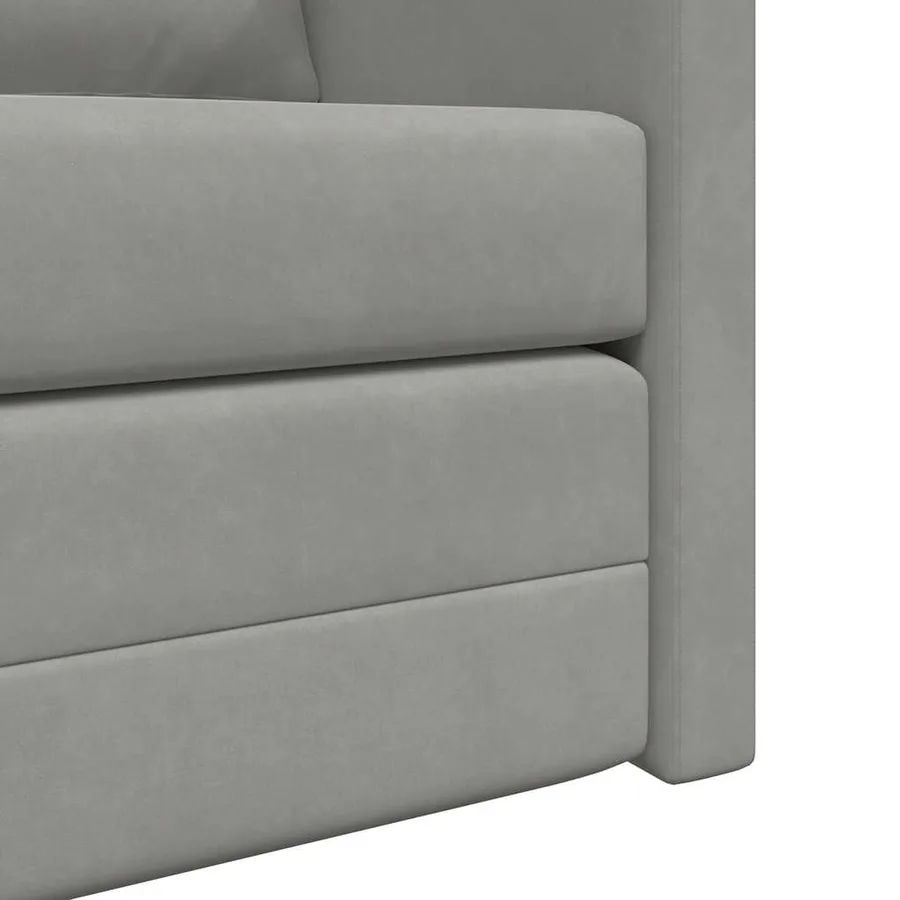 Canapé-lit 2 en 1 gris clair 122x204x55 cm velours - 10
