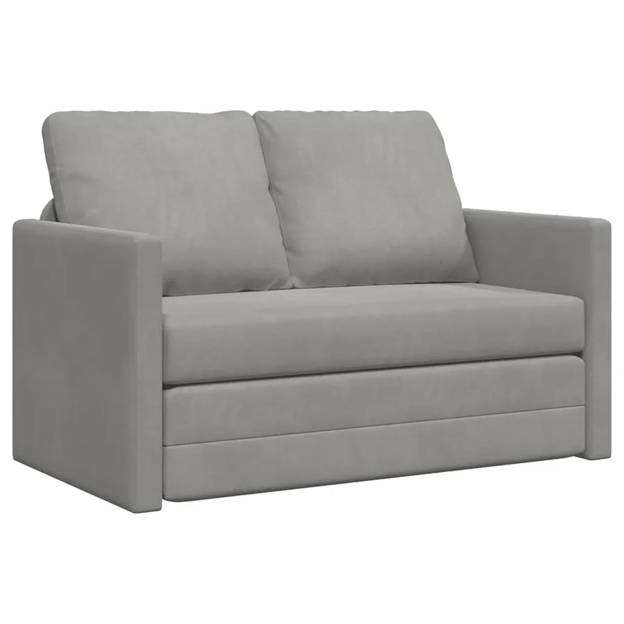 Canapé-lit 2 en 1 gris clair 122x204x55 cm velours - 2