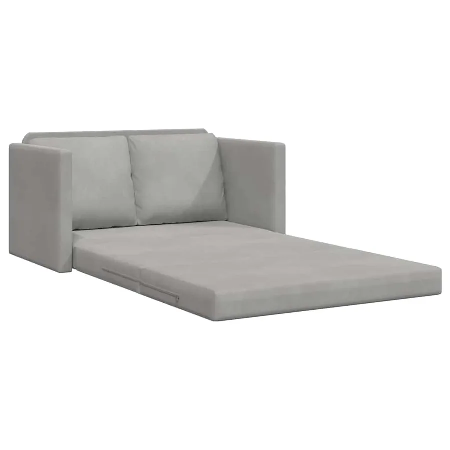 Canapé-lit 2 en 1 gris clair 122x204x55 cm velours - 4