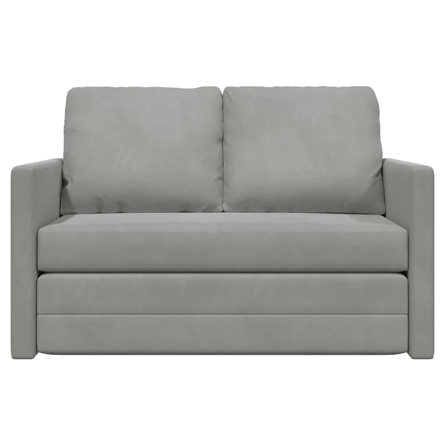 Canapé-lit 2 en 1 gris clair 122x204x55 cm velours - 5