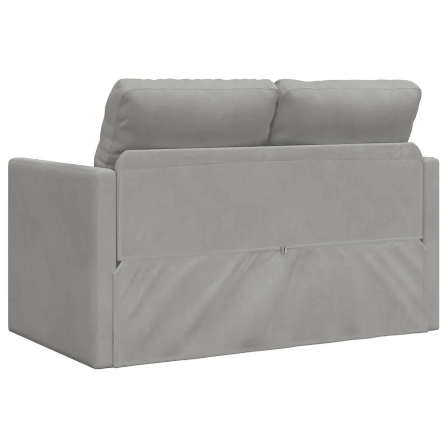 Canapé-lit 2 en 1 gris clair 122x204x55 cm velours - 7