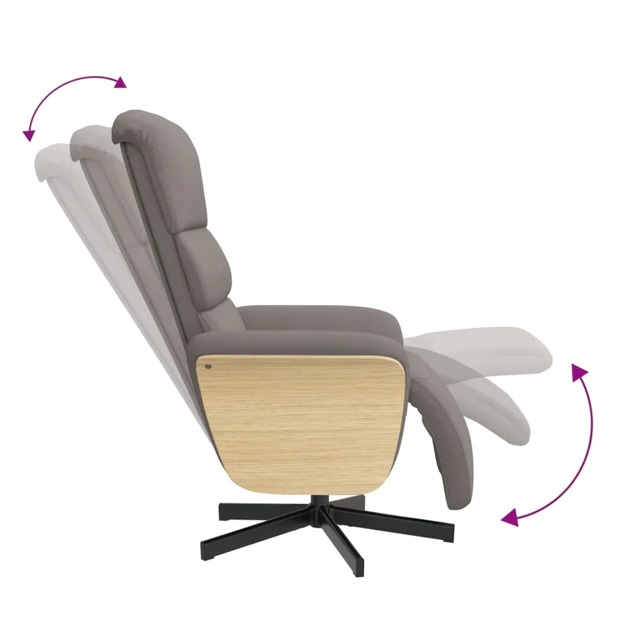 Fauteuil inclinable avec repose-pieds taupe tissu - 7