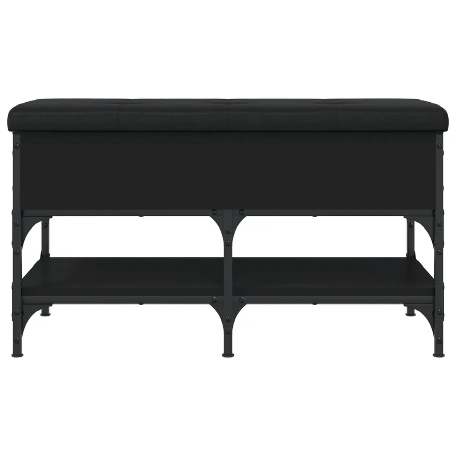 Banc à chaussures noir 82x42x45 cm bois d'ingénierie - 7